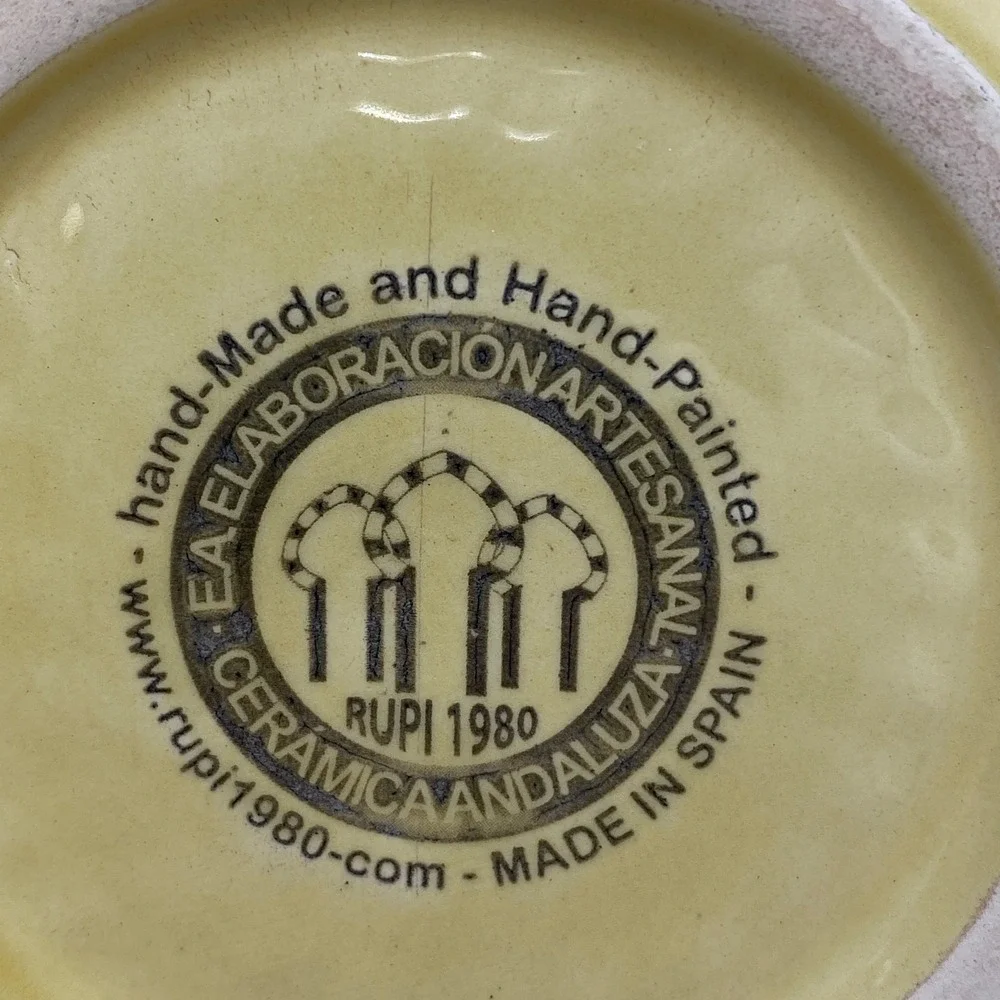 VTG Rupi Handmade Ceramic 1980 Garlic Grater‎ Plate Hand Painted Pottery Spain